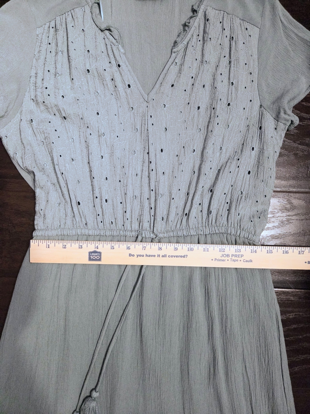Sonoma Light Sage Boho Tiered Dress with Tassel Tie - Picture 9 of 10